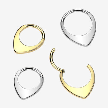 Detail View 1 of Implant Grade Titanium Flat Teardrop Chevron Clicker Hoop Ring